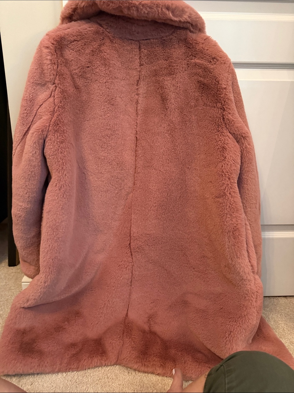 J. Crew Plush Faux Fur Pea Coat in Dusty Rose - Picture 3 of 3